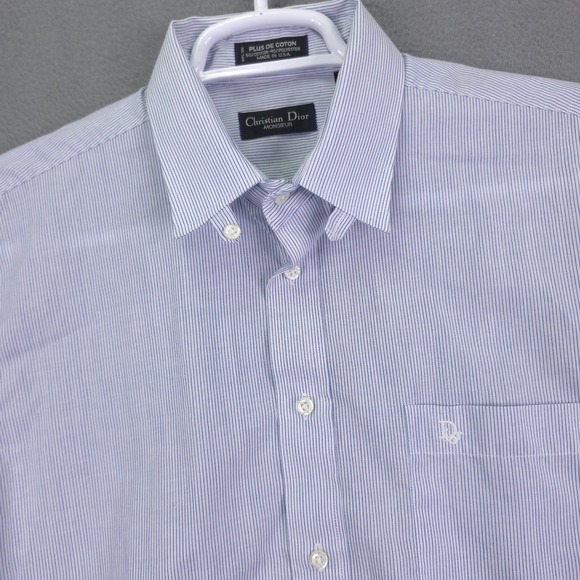 Christian Dior Other - Vintage Christian Dior Monsieur Button Down Shirt Striped Blue 16.5 Cotton
